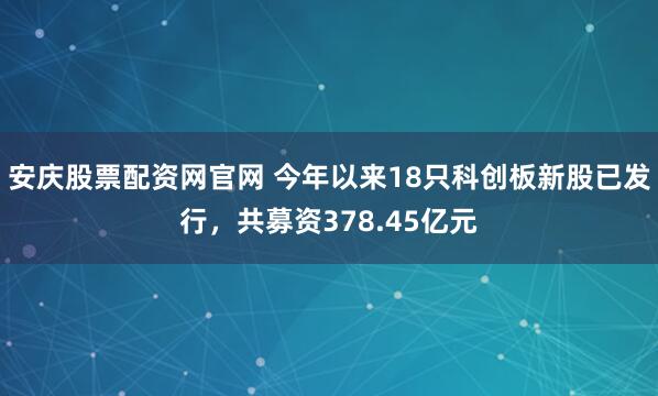 安庆股票配资网官网 今年以来18只科创板新股已发行,共募资378.45亿元